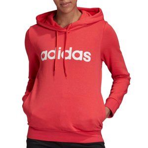 Adidas Essential Linear Pullover Hoodie, coral pink